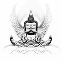 little budha and angel mixed tattoo design idea