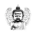 little budha and angel mixed tattoo design idea