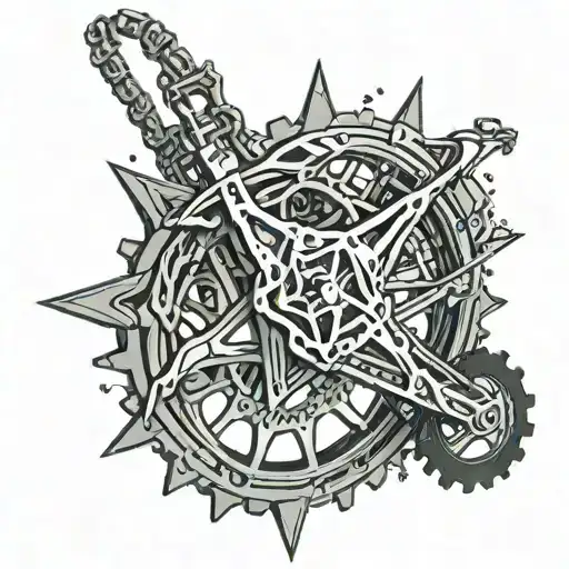 bike chain star  tattoo design idea