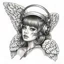 angel whispering in my ear wearing a playboy outfit  tattoo design idea