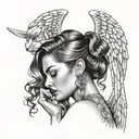 angel whispering in my ear wearing a playboy outfit  tattoo design idea