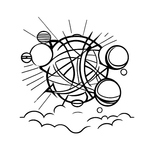 A minimalist tattoo of a globe with a running track circling it tattoo design idea