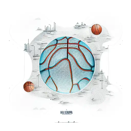 A basketball court transformed into a world map, representing the client's love for both basketball and travel tattoo design idea