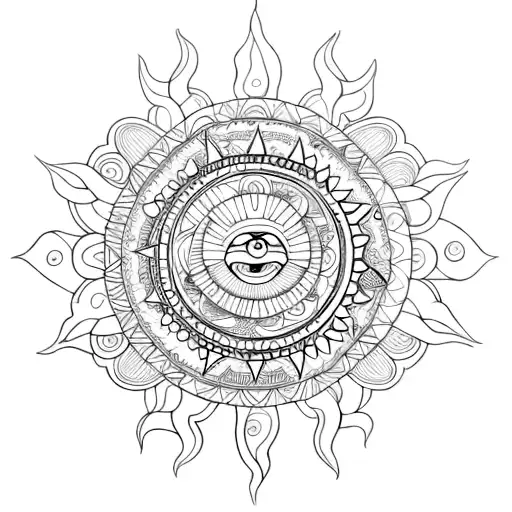 Sun and Moon Mandala Fantasy tattoo design idea