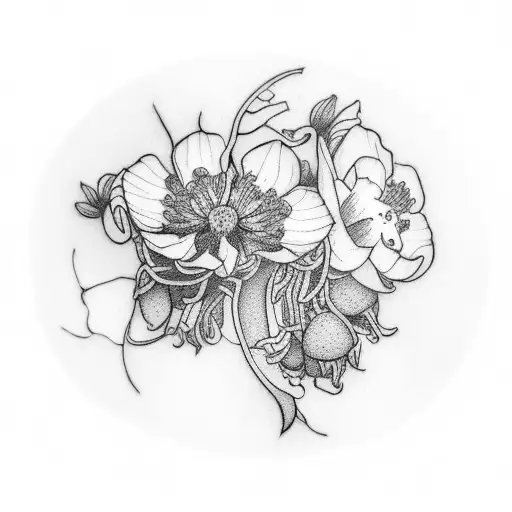 bluebonnet and orange blossoms tattoo design idea