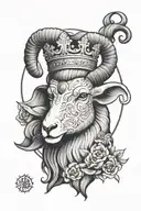 aires ram with queen crown adorned tattoo design idea