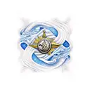 A realistic tattoo of a beach scene in the Dominican Republic with a Taurus zodiac symbol subtly hidden in the waves tattoo design idea