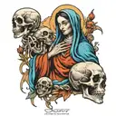Virgin Mary and skull tattoo design idea