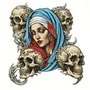 Virgin Mary and skull tattoo design idea