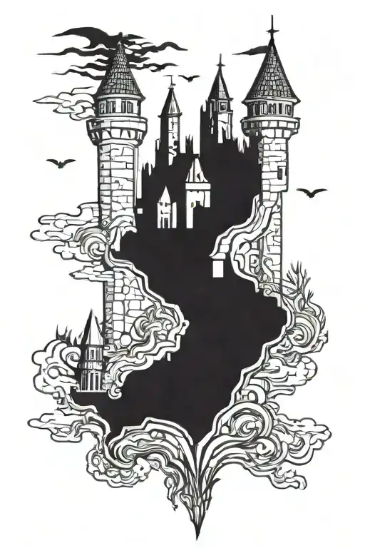 hacker castle tattoo design idea