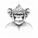 Chimp wearing jester hat tattoo design idea