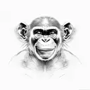 Chimp wearing jester hat tattoo design idea