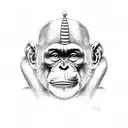 Chimp wearing jester hat tattoo design idea