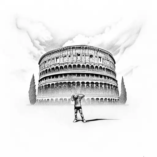 Basketball player in front of the Colosseum tattoo design idea