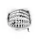 Basketball player in front of the Colosseum tattoo design idea