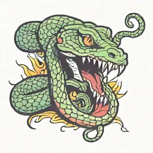 snake  biting tattoo design idea