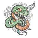 snake  biting tattoo design idea
