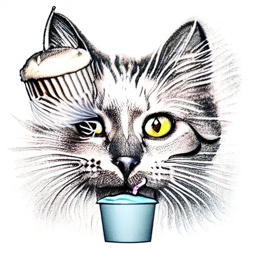 cat if f-15 with ice cream tattoo design idea