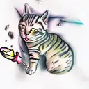 cat if f-15 with ice cream tattoo design idea