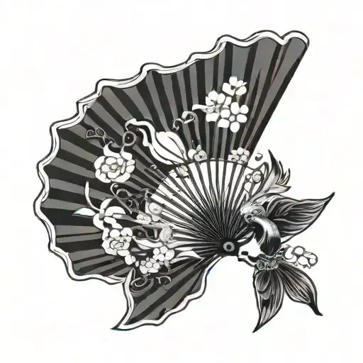 asian hand fan tattoo design idea