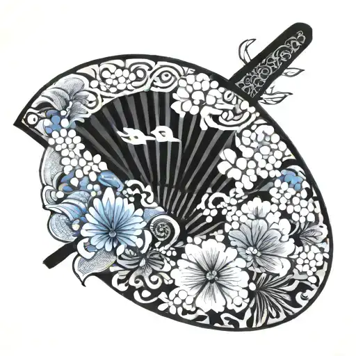 hand fan tattoo design idea