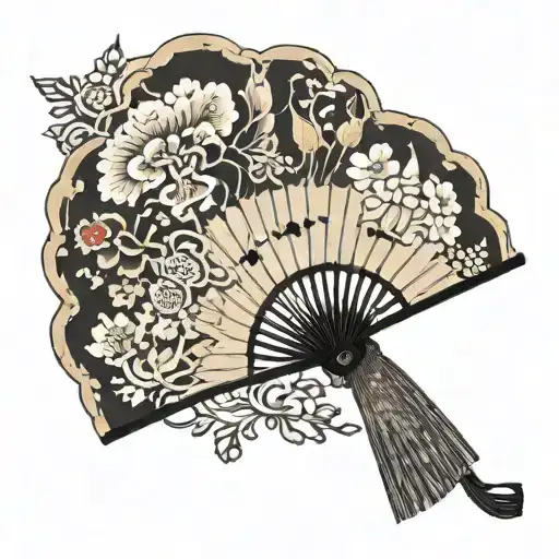 asian hand fan tattoo design idea