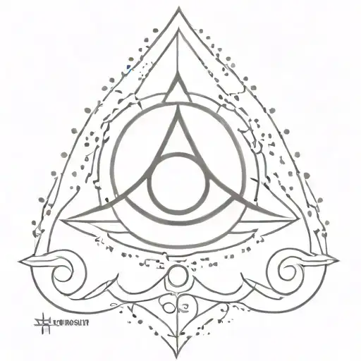 A dotwork tattoo of a stylized third eye symbol representing Lord Shiva's wisdom and insight tattoo design idea