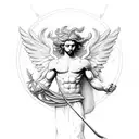 The archangel Raphael holding a caduceus. His wings should tattoo design idea