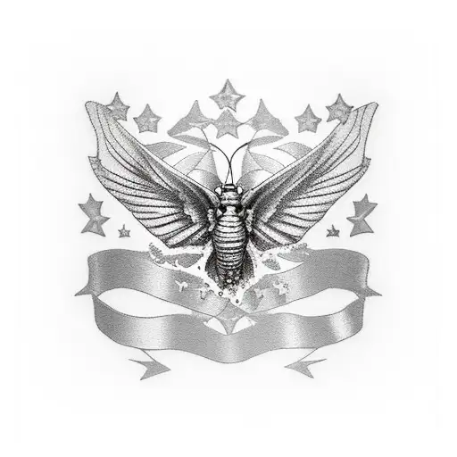 army cyber American capitol guns butterfly  tattoo design idea