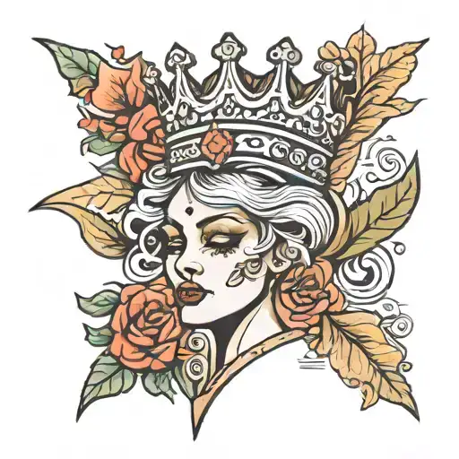 crown and dance tattoo design idea