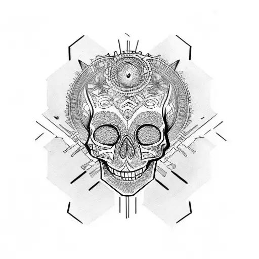 skull punk tattoo design idea