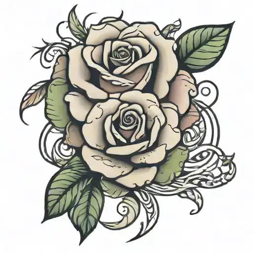 money rose intertwined tattoo design idea