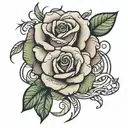 money rose intertwined tattoo design idea