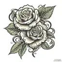 money rose intertwined tattoo design idea