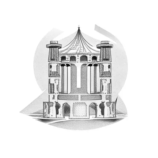 roman tower vertical tattoo design idea