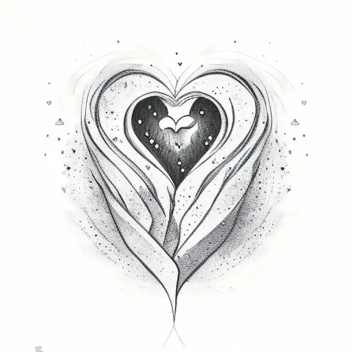 the Word heartless in arabic with a crying mother and a iced Heart  tattoo design idea