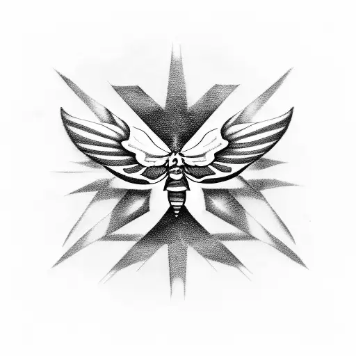 death moth over Egypt pyramids tattoo design idea