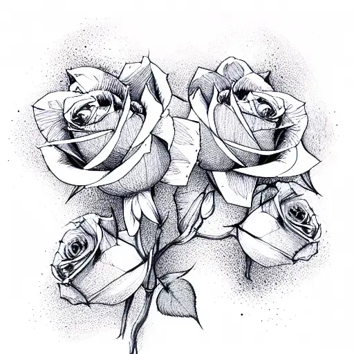 yellow and blue roses tattoo design idea