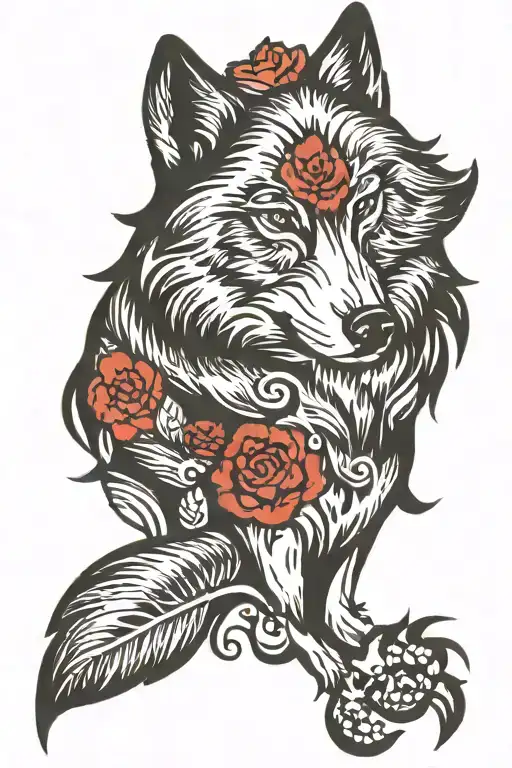 wolf silhouette tattoo design idea