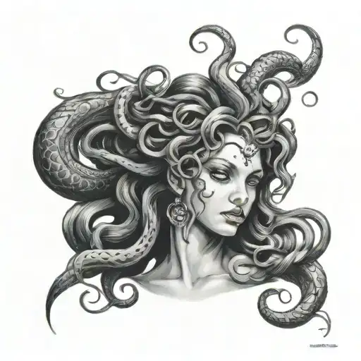 sexy gothic medusa tattoo design idea