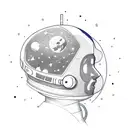 An astronaut that have a rubic cube insted of head and is connected with intuition tattoo design idea