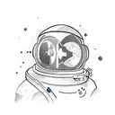 An astronaut that have a rubic cube insted of head and is connected with intuition tattoo design idea