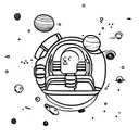 An astronaut exploring a surreal galaxy filled with floating orbs of intuition tattoo design idea