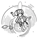 An astronaut exploring a surreal galaxy filled with floating orbs of intuition tattoo design idea