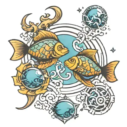 Pisces and Libra sign with water tattoo design idea