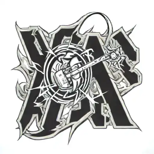 AC/DC logo with a lightning bolt transforming tattoo design idea