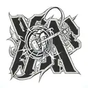 AC/DC logo with a lightning bolt transforming tattoo design idea