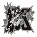 AC/DC logo with a lightning bolt transforming tattoo design idea