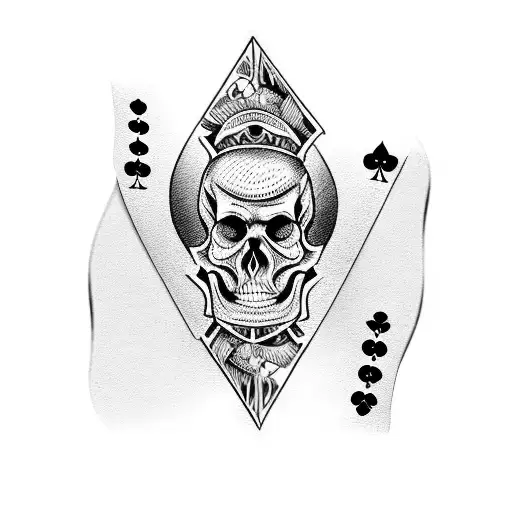 playing cards skull tattoo design idea