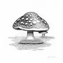 Amanita mushroom with frog and fern patterns surrounding it tattoo design idea